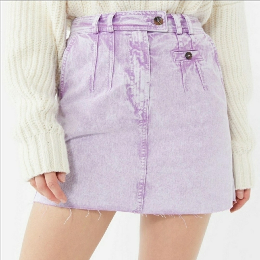 BDG Sonny Acid Washed Denim Mini Skirt High Waist Purple SzM Y2K Grunge Feminine